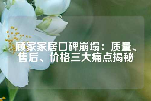 顾家家居口碑崩塌：质量、售后、价格三大痛点揭秘