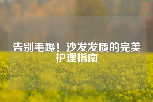 告别毛躁！沙发发质的完美护理指南