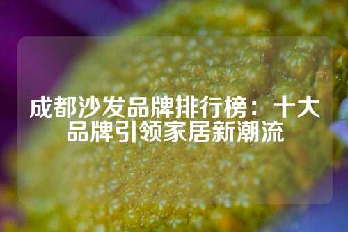 成都沙发品牌排行榜：十大品牌引领家居新潮流