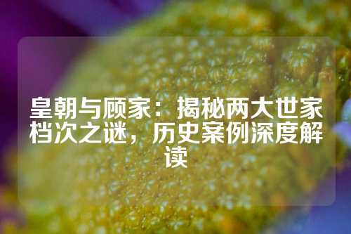 皇朝与顾家：揭秘两大世家档次之谜，历史案例深度解读