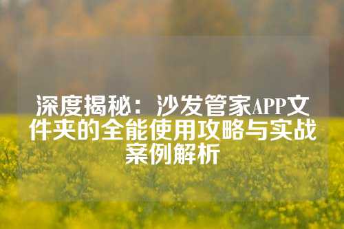 深度揭秘：沙发管家APP文件夹的全能使用攻略与实战案例解析
