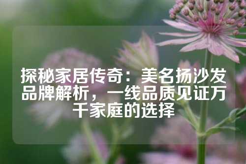 探秘家居传奇：美名扬沙发品牌解析，一线品质见证万千家庭的选择