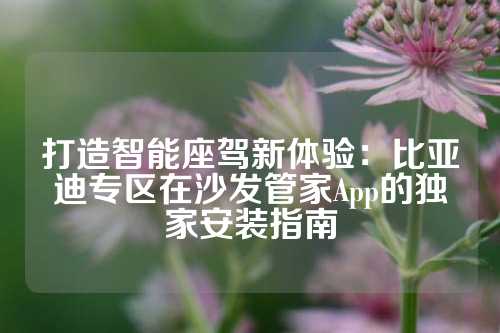 打造智能座驾新体验：比亚迪专区在沙发管家App的独家安装指南
