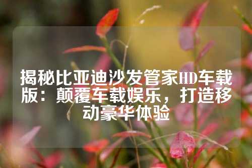揭秘比亚迪沙发管家HD车载版：颠覆车载娱乐，打造移动豪华体验