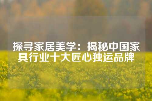 探寻家居美学：揭秘中国家具行业十大匠心独运品牌