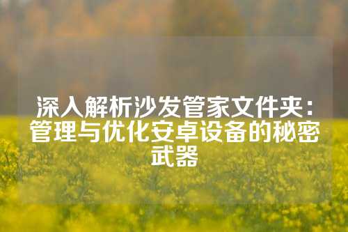 深入解析沙发管家文件夹：管理与优化安卓设备的秘密武器