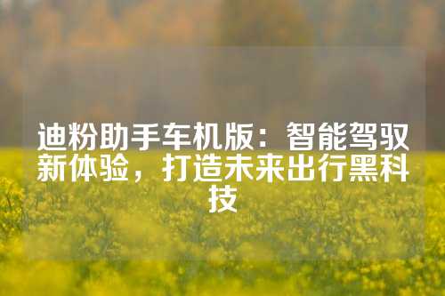 迪粉助手车机版：智能驾驭新体验，打造未来出行黑科技