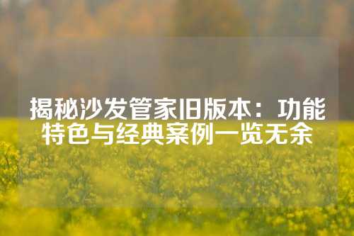 揭秘沙发管家旧版本：功能特色与经典案例一览无余