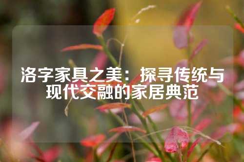 洛字家具之美:探寻传统与现代交融的家居典范