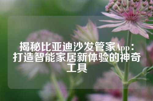 揭秘比亚迪沙发管家App：打造智能家居新体验的神奇工具
