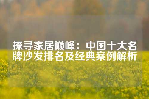 探寻家居巅峰：中国十大名牌沙发排名及经典案例解析