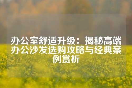 办公室舒适升级：揭秘高端办公沙发选购攻略与经典案例赏析